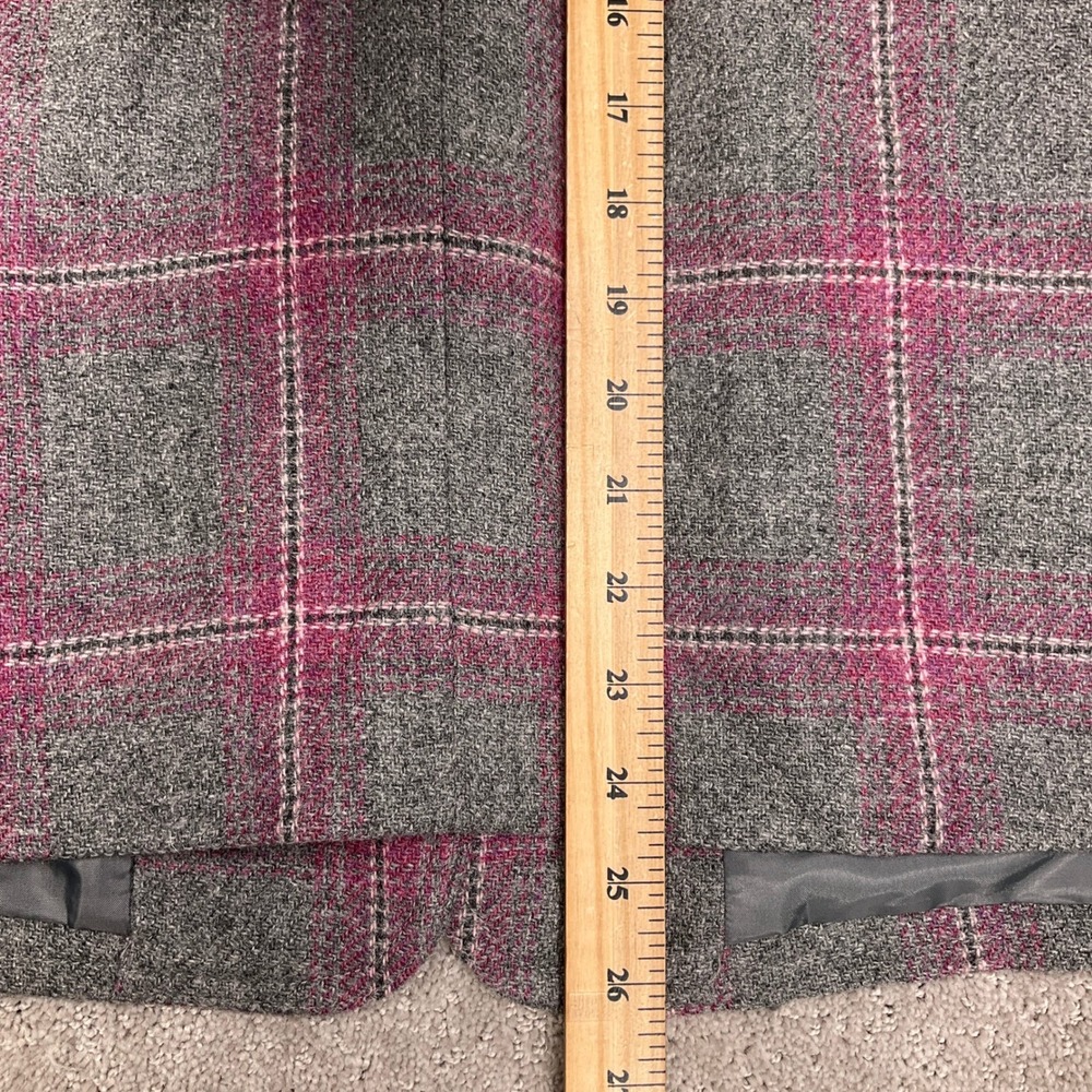 Talbots Skirt Suit Womens 16 Gray‎ Magenta Pink Plaid Heritage Office Tweed VTG - Picture 10 of 16